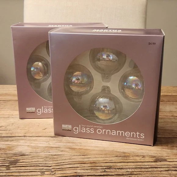 (2) sets of four Martha Stewart Everyday round venetian glass ornaments - Picture 1 of 5